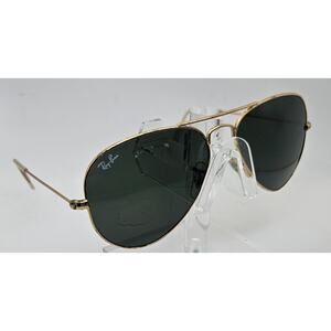 Ray-Ban Aviator Sunglasses Gold Metal Green Lenses Made in Italy 55 14 E1